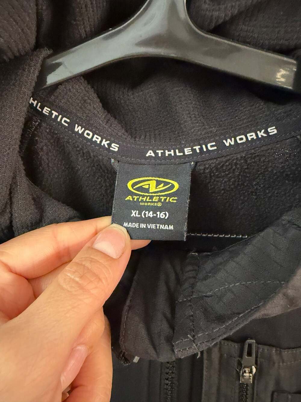 Athletic Works Boys XL (14-16) Black Active Tech Fleece Full-Zip Jacket - Picture 3 of 3